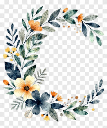 Floral Letter C Watercolor Design PNG