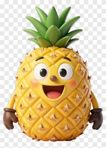 Cartoon Pineapple Character Smiling PNG