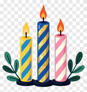 Colorful Birthday Candles With Leaves PNG