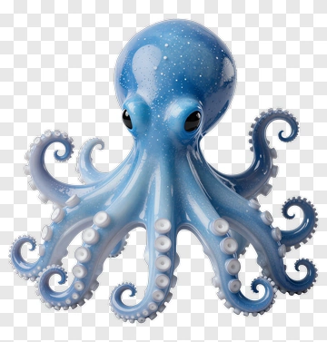 3D Blue Octopus PNG