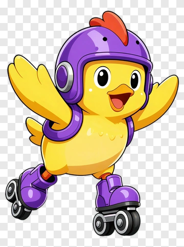 Cartoon Chicken Roller Skating PNG