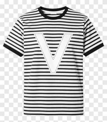 Striped T-Shirt With Letter V Design PNG