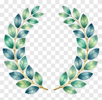 Watercolor Leaf Wreath PNG