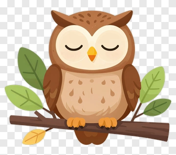 Cartoon Owl Sitting On A Branch PNG