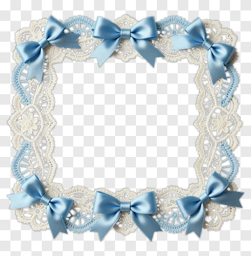 Lace Frame With Blue Bows PNG