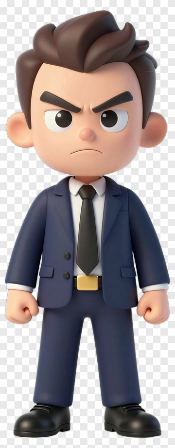 3D Businessman With Serious Expression PNG