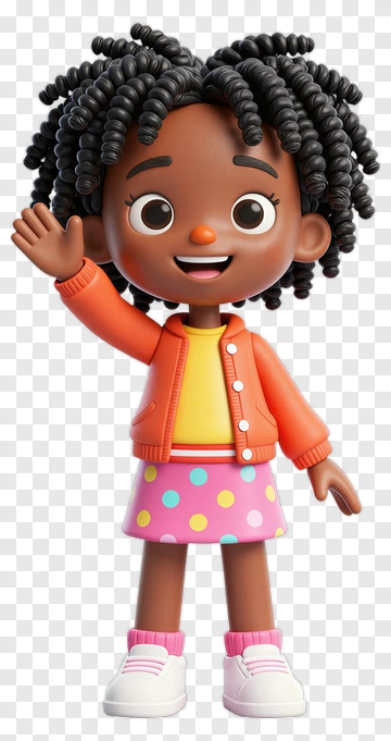 Cartoon Girl Waving Hello PNG