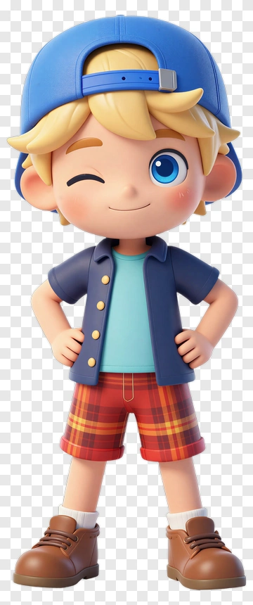 Cartoon Boy Smiling With Blue Cap PNG
