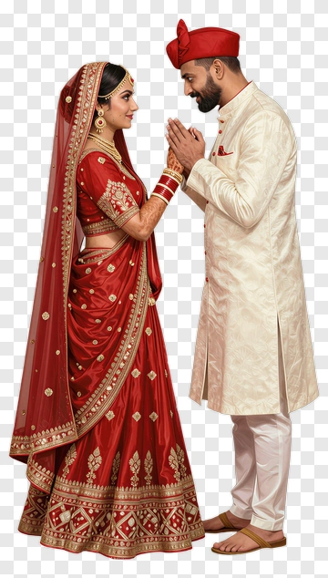 Indian Wedding Couple In Traditional Attire PNG