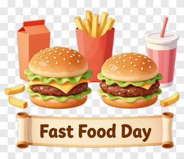 Fast Food Day With Burgers And Fries PNG