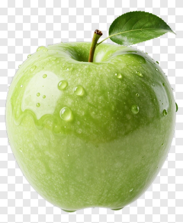 Green Apple With Water Droplets PNG