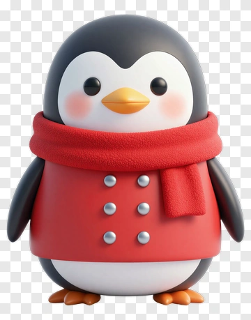 3D Penguin Wearing A Red Scarf PNG