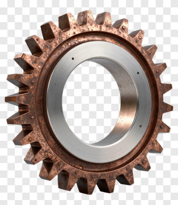 Copper Gear With Silver Center PNG