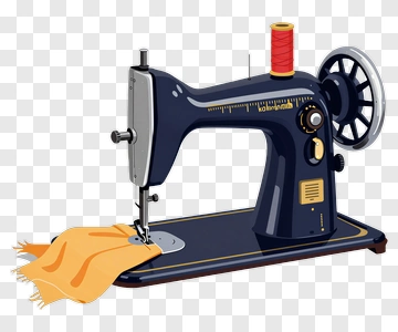 Vintage Sewing Machine With Fabric PNG