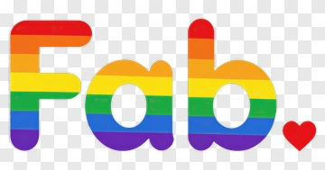 Rainbow Fab Text With Heart PNG