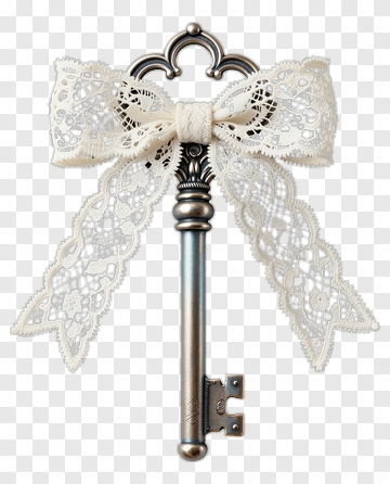 Vintage Key With Lace Bow PNG