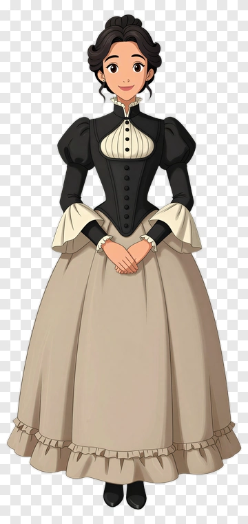 Cartoon Woman In Victorian Dress PNG