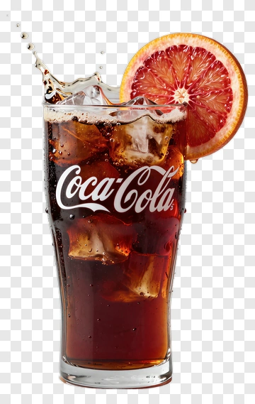 Coca-Cola Glass With Ice And Orange Slice PNG