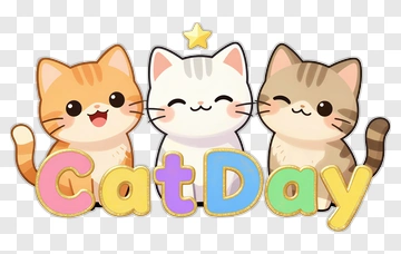 Cartoon Cats Celebrating Cat Day PNG