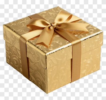 Gold Gift Box With Ribbon PNG