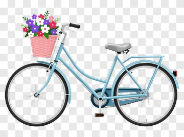 Bicycle With Flower Basket PNG