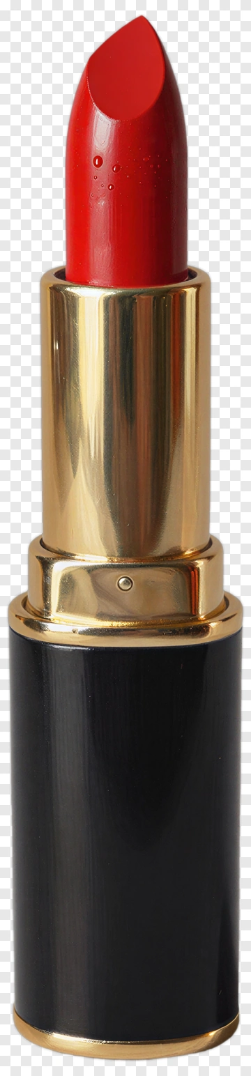 Red Lipstick In Black And Gold Container PNG