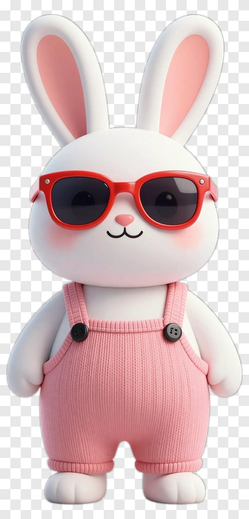 3D Cartoon Rabbit Wearing Sunglasses PNG