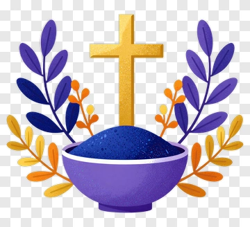 Cross With Ashes And Floral Elements PNG