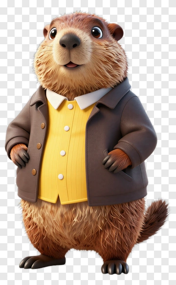 3D Groundhog In A Suit PNG