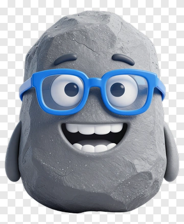 Cartoon Rock Character With Glasses PNG
