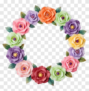 Colorful Floral Wreath With Roses PNG
