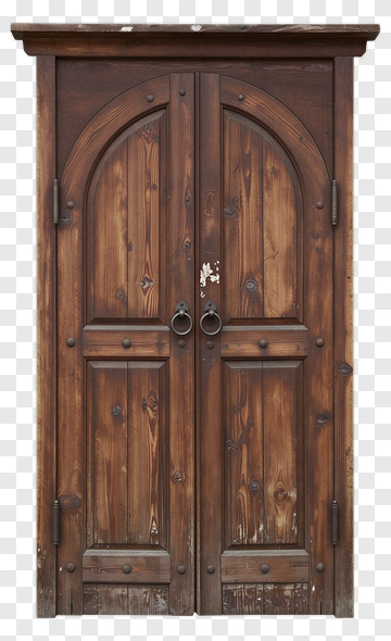 Wooden Double Door With Arched Top PNG