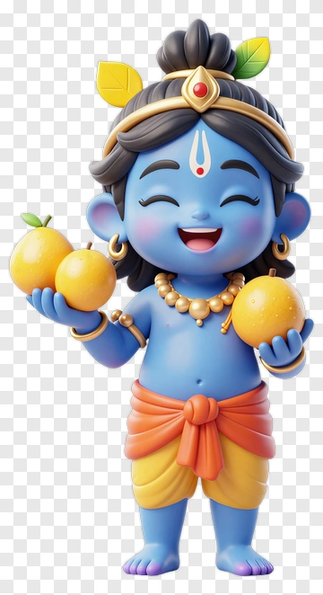 Cartoon Krishna Holding Oranges PNG