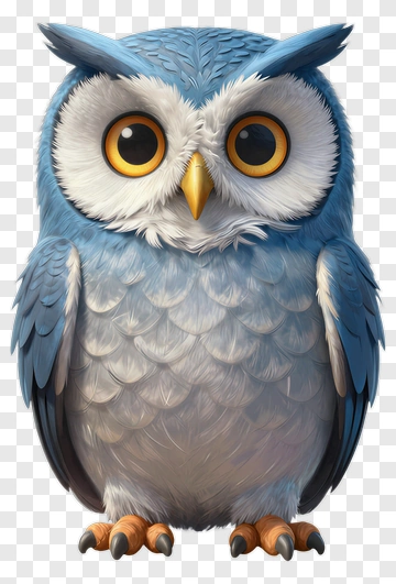 Cartoon Blue Owl PNG