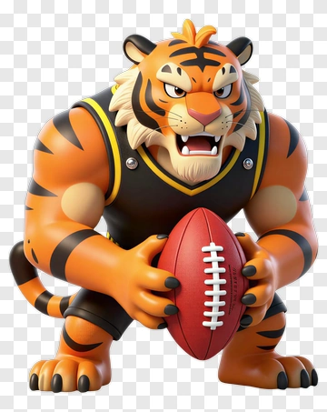 Cartoon Tiger Holding A Football PNG