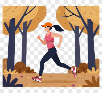 Woman Running In A Forest PNG