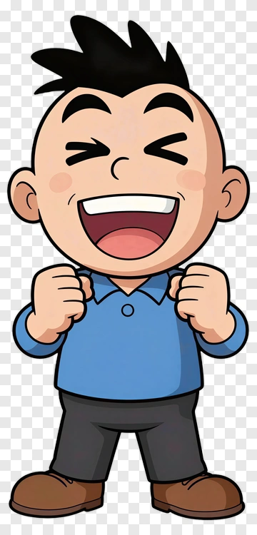 Cartoon Boy Smiling And Celebrating PNG