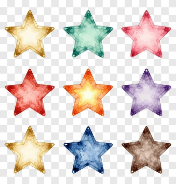 Colorful Watercolor Stars PNG