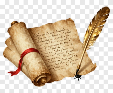 Old Scroll With Quill Pen PNG
