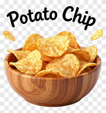 Potato Chips In A Wooden Bowl PNG