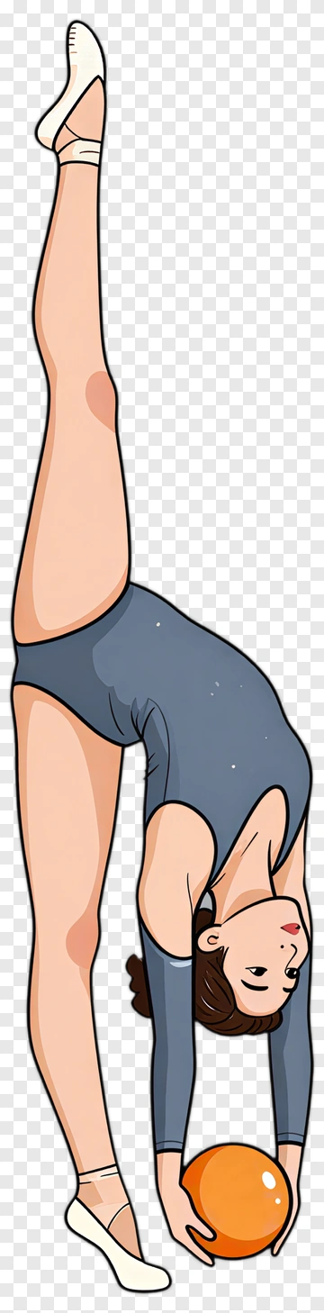 Gymnast Performing A Handstand With A Ball PNG