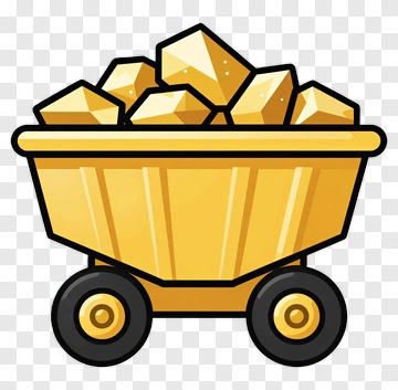 Gold Mining Cart Filled With Nuggets PNG