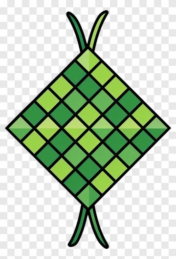 Green Diamond-Shaped Ketupat PNG