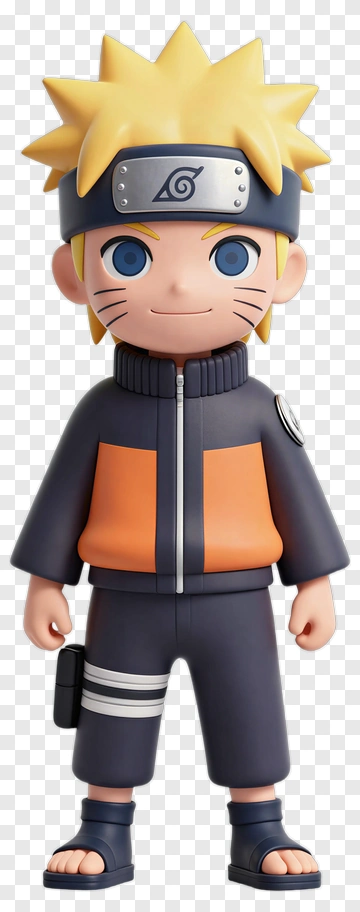 3D Naruto Uzumaki Character Figure PNG
