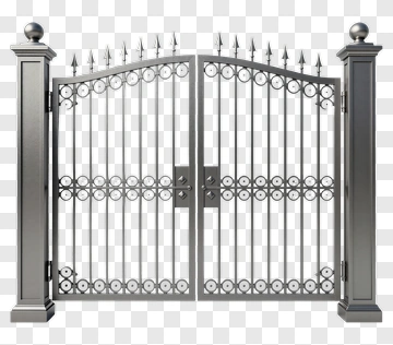 Metal Gate With Decorative Spikes PNG