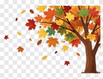 Colorful Tree Shedding Autumn Leaves PNG