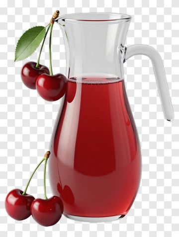 Cherry Juice In A Glass Pitcher PNG