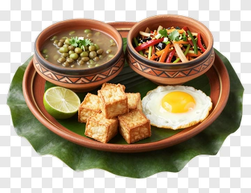 Traditional Plate Of Tofu, Egg, And Salad PNG