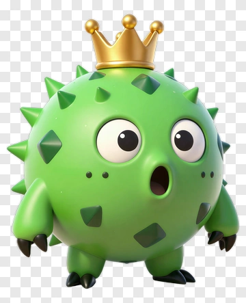 Cartoon Green Character With A Crown PNG