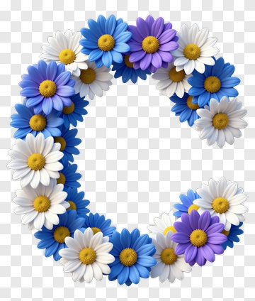 Floral Letter C Made Of Colorful Flowers PNG